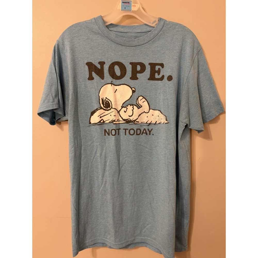 Official Peanuts Snoopy Nope Not Today Blue T Shirt Size Medium